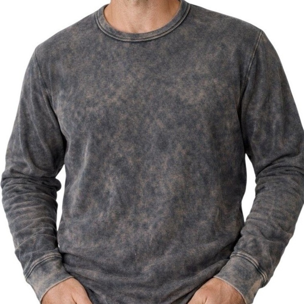 NSF Clothing Mens XL Waffle Knit‎ Thermal Shirt Charcoal Gray Mineral Acid Wash